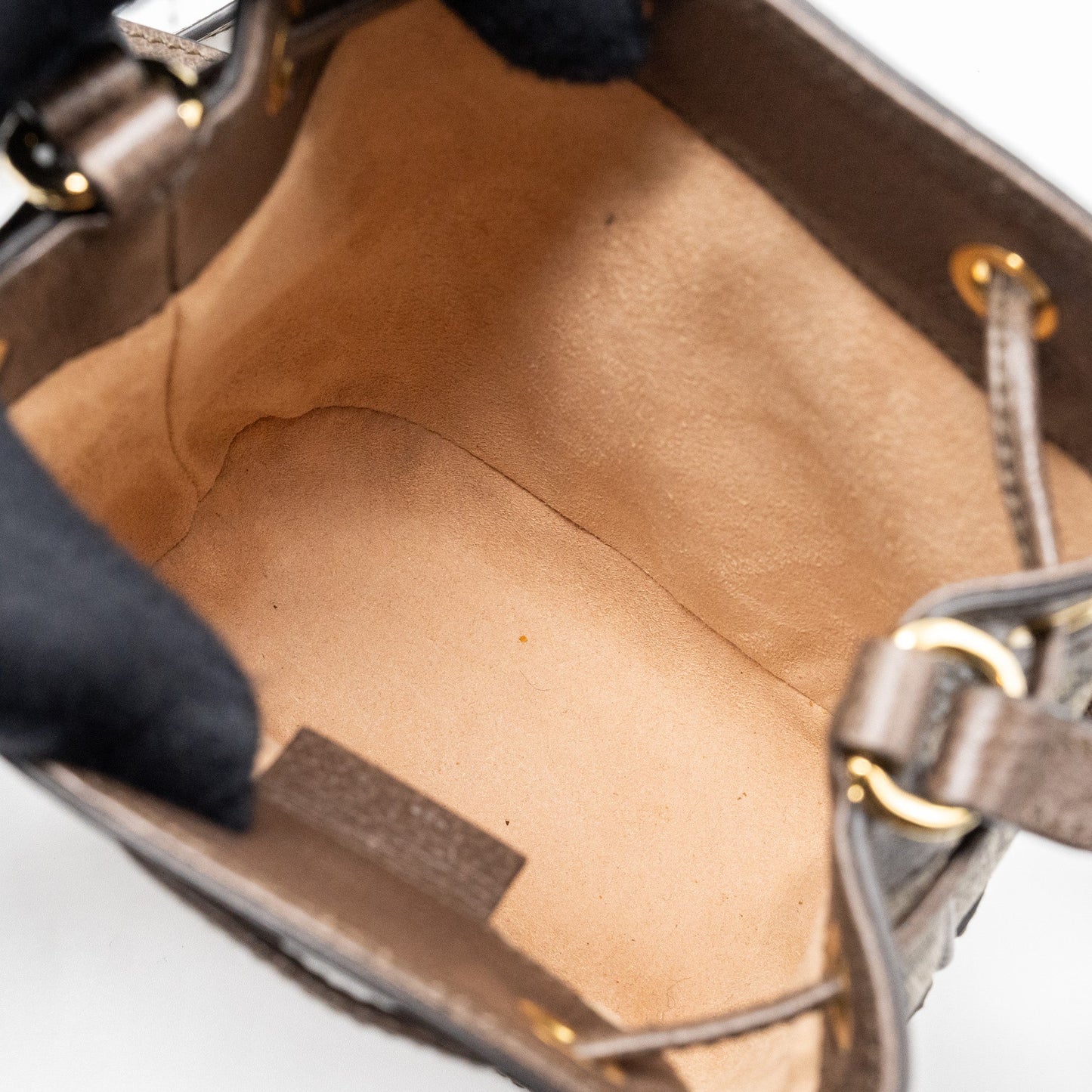 Gucci Ophidia Mini GG Bucket Bag Beige / Ebony GG Supreme Canvas