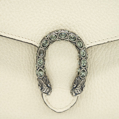 Gucci Dionysus Mini Chain Wallet Grained Calfskin White SHW