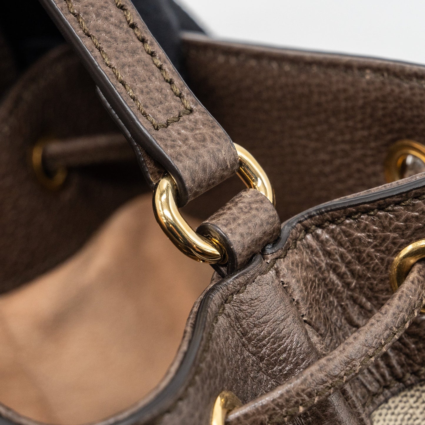 Gucci Ophidia Mini GG Bucket Bag Beige / Ebony GG Supreme Canvas