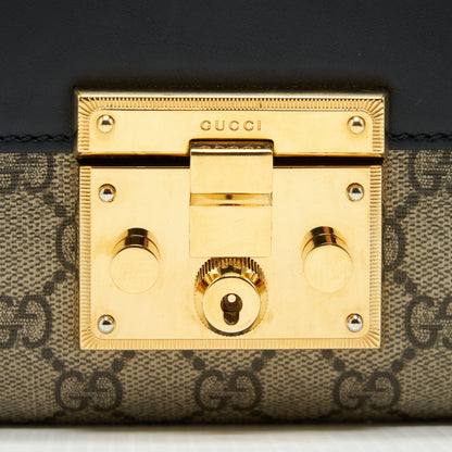 Gucci Small Padlock Shoulder Bag GG Supreme Canvas / Black