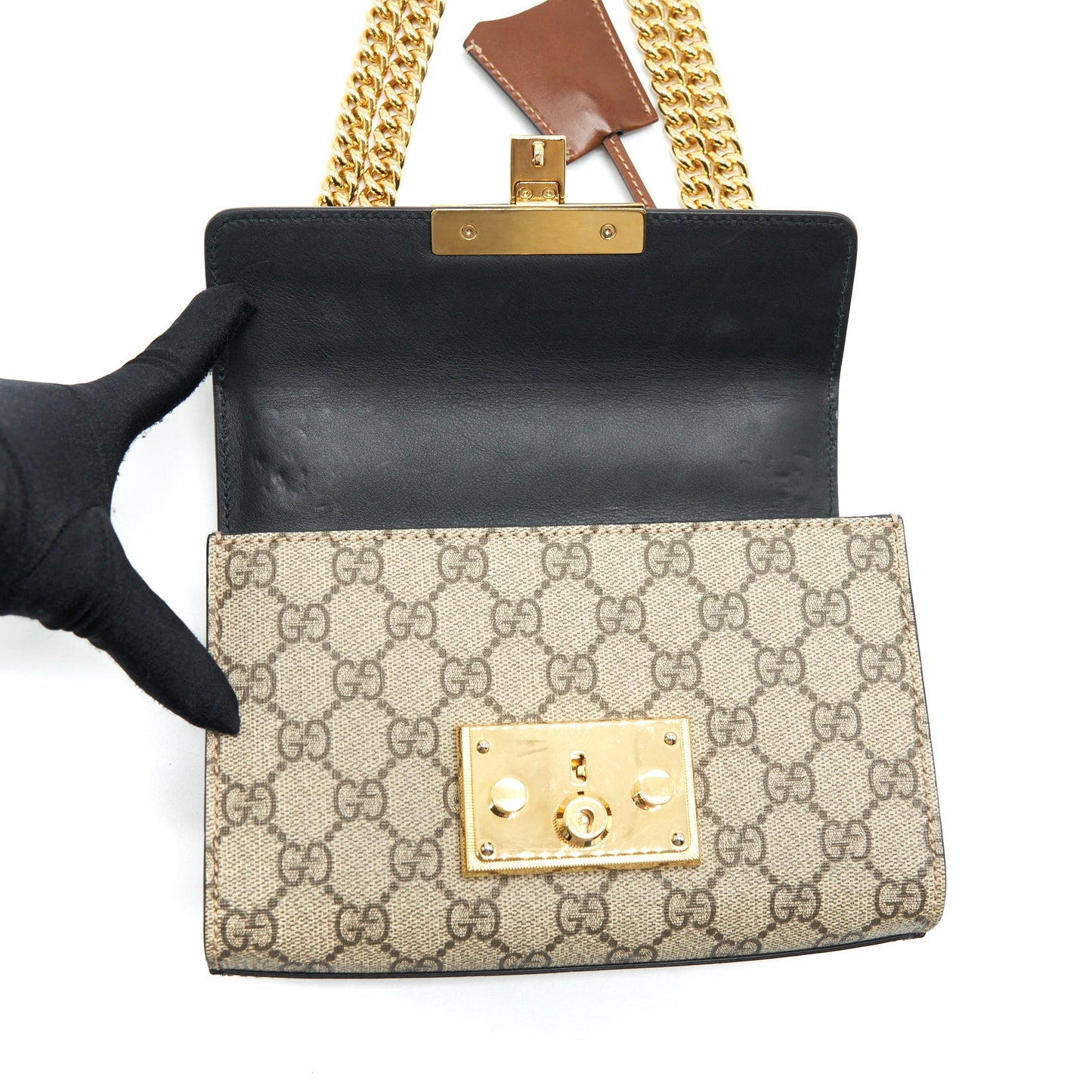 Gucci Small Padlock Shoulder Bag GG Supreme Canvas / Black