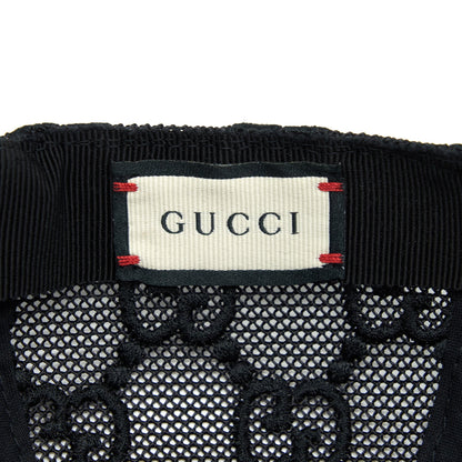 Gucci GG Embroidered Baseball Hat Black GG Net And Cotton Drill