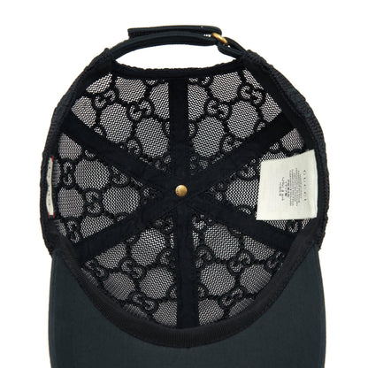 Gucci GG Embroidered Baseball Hat Black GG Net And Cotton Drill