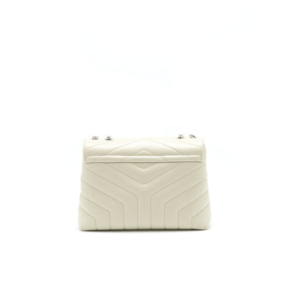 SAINT LAURENT Lou Lou Small Quilted Y Leather Shoulder Bag In White