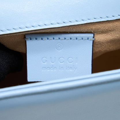 Gucci GG Marmont Mini Top Handle Bag Calfskin Light Blue SHW
