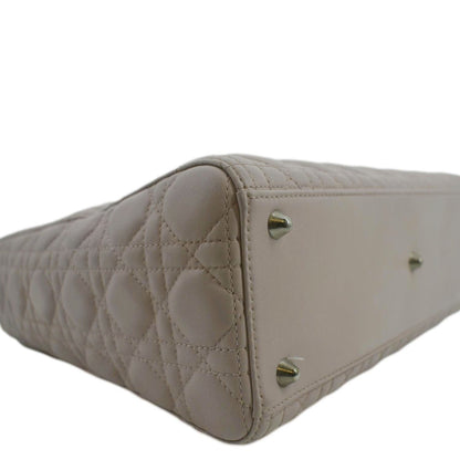 CHRISTIAN DIOR Lady Dior Large Quilted Leather Shoulder Bag Pink