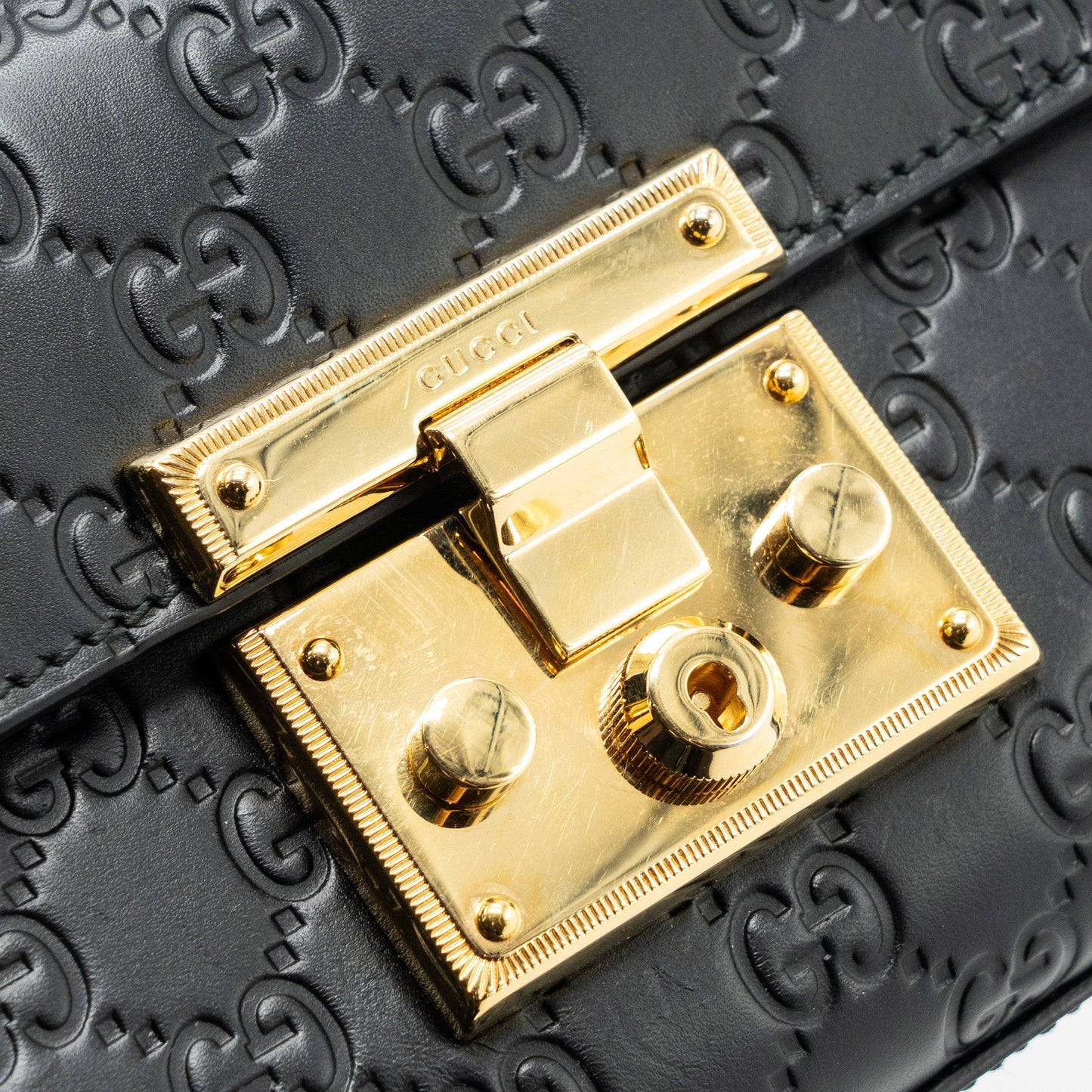 Gucci Small Padlock Chain Bag Calfskin Black