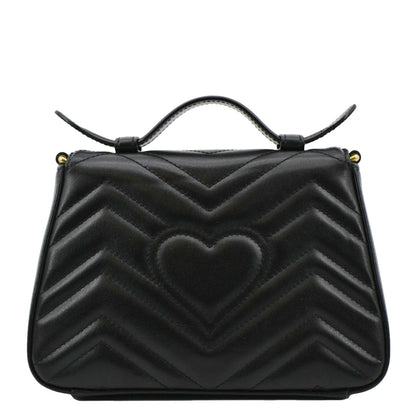 GUCCI GG Marmont Leather Top Handle Crossbody Bag Black 547260