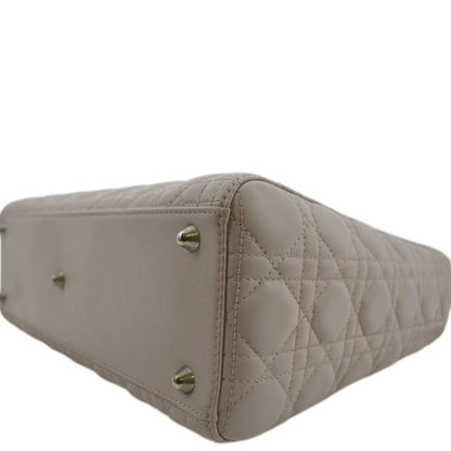 CHRISTIAN DIOR Lady Dior Large Quilted Leather Shoulder Bag Pink