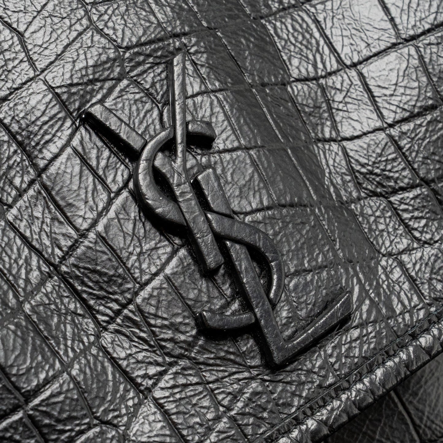 Saint Laurent/YSL Medium Niki Bag Crocodile-Embossed Black Calfskin Black Hardware