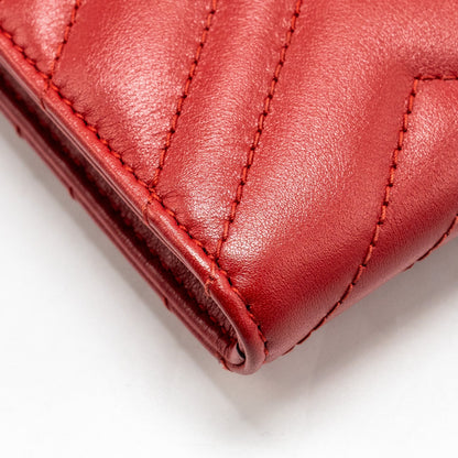 Gucci Marmont flap wallet with chain calfskin red