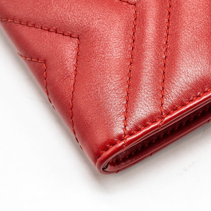Gucci Marmont flap wallet with chain calfskin red
