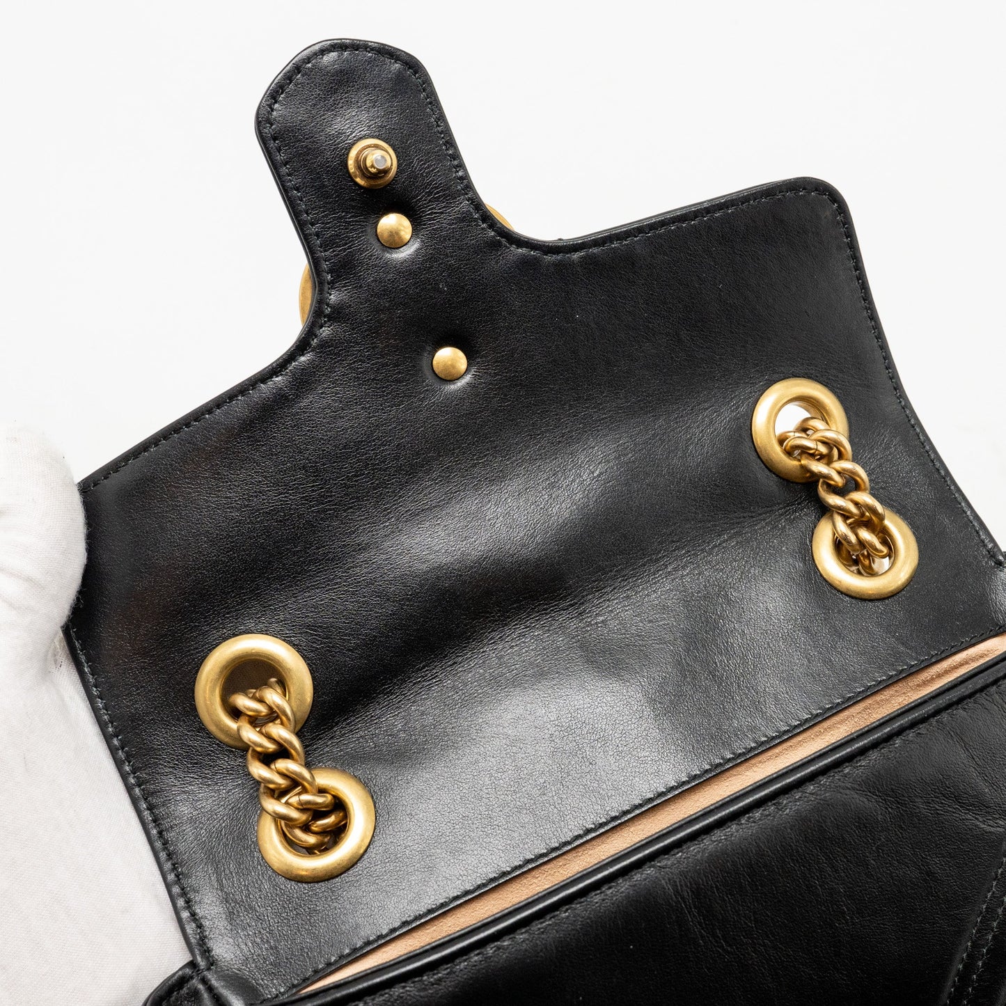 GUCCI Mini GG Marmont Shoulder Bag Calfskin Black