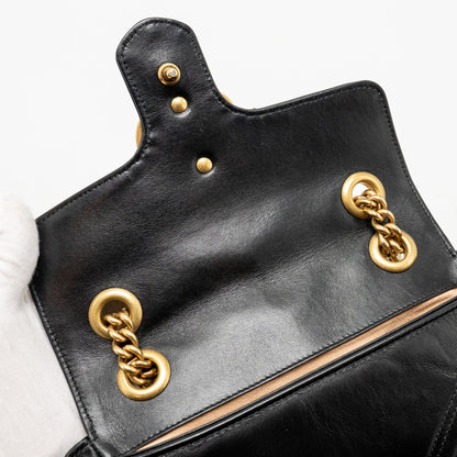 GUCCI Mini GG Marmont Shoulder Bag Calfskin Black