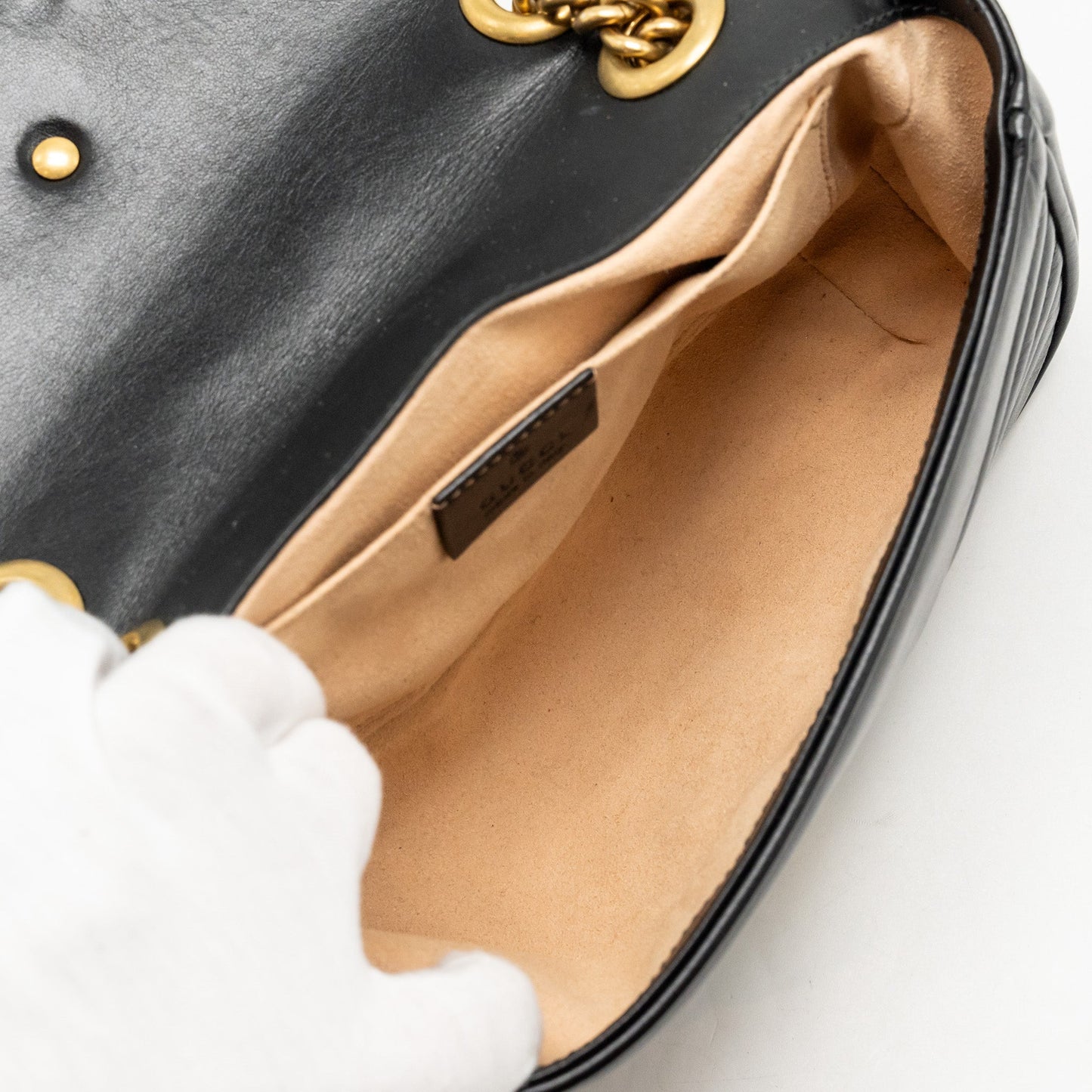 GUCCI Mini GG Marmont Shoulder Bag Calfskin Black