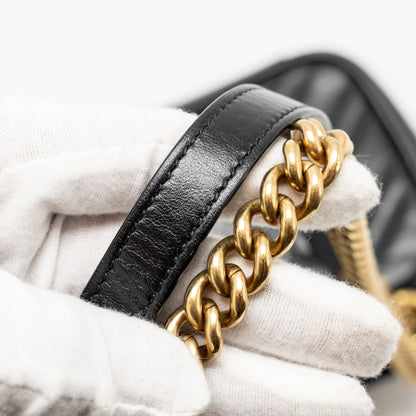 GUCCI Mini GG Marmont Shoulder Bag Calfskin Black