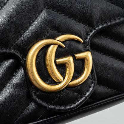 Gucci GG marmont super mini bag calfskin black