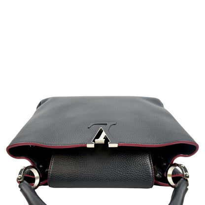 LOUIS VUITTON Capucines Taurillon Leather Satchel Bag Black