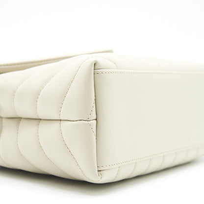 SAINT LAURENT Lou Lou Small Quilted Y Leather Shoulder Bag In White