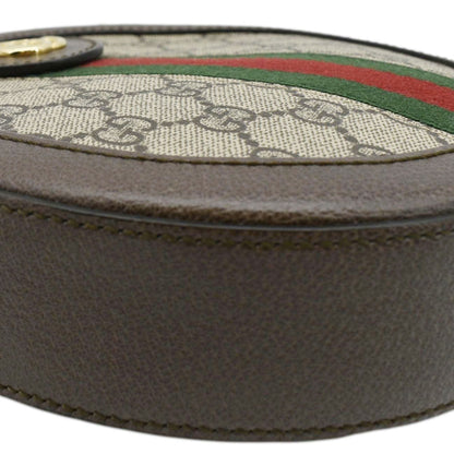 GUCCI Ophidia Mini GG Round Supreme Monogram Web Crossbody Bag Beige 550618