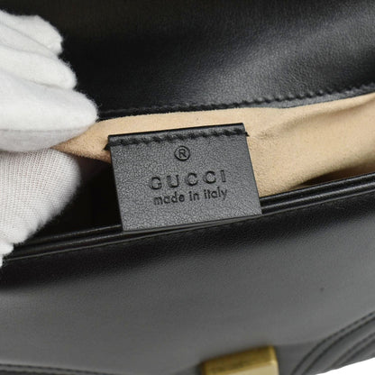 GUCCI GG Marmont Leather Top Handle Crossbody Bag Black 547260