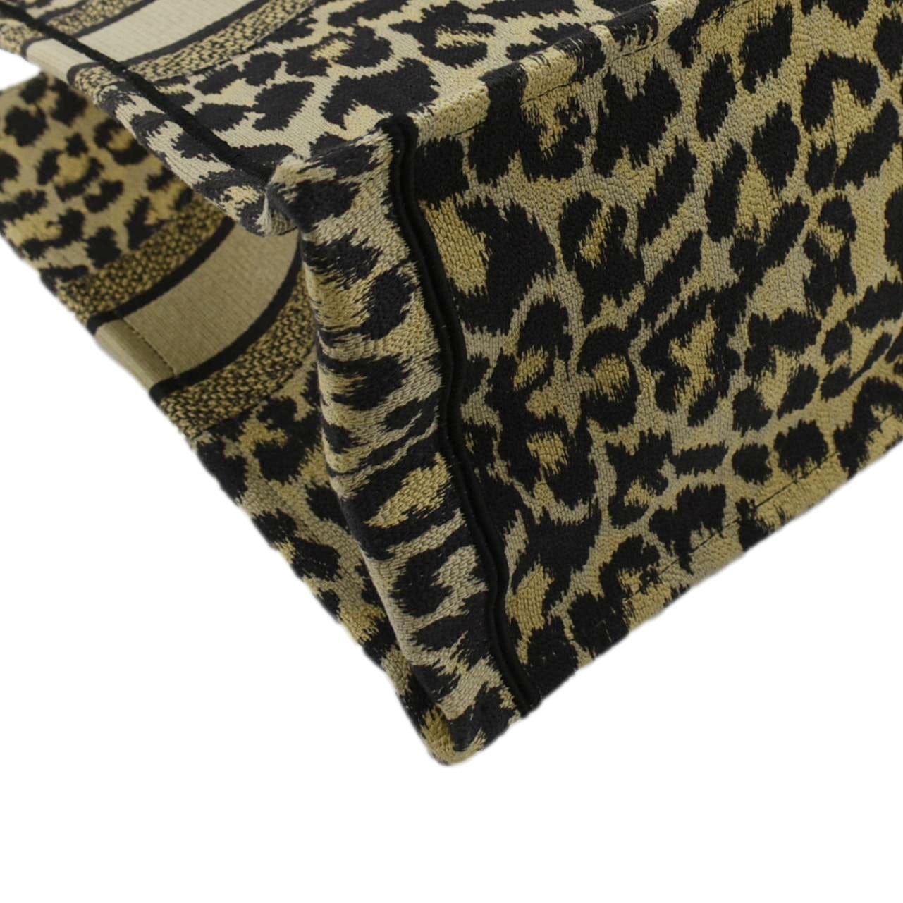 CHRISTIAN DIOR Leopard Medium Book Mizza Embroidered Tote Bag Beige