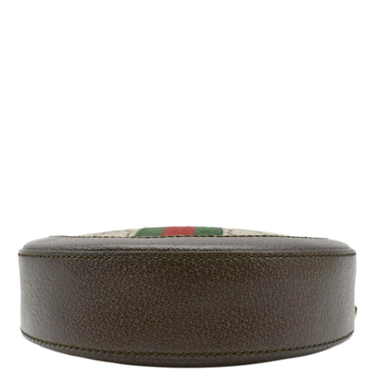 GUCCI Ophidia Mini GG Round Supreme Monogram Web Crossbody Bag Beige 550618