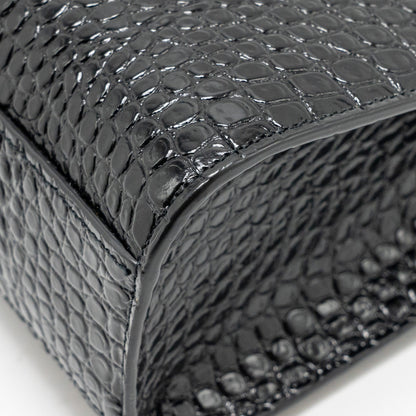 Saint Laurent medium Manhattan bag croc embossed calfskin black GHW