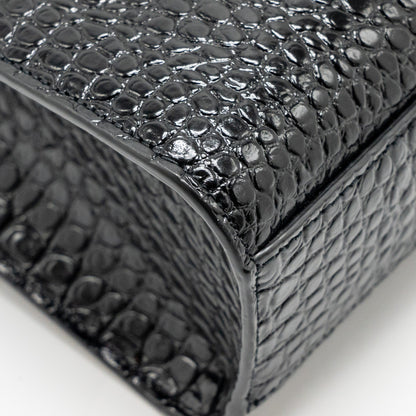 Saint Laurent medium Manhattan bag croc embossed calfskin black GHW