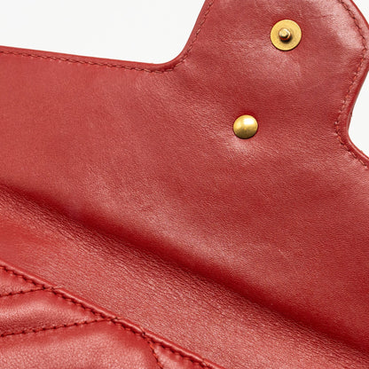 Gucci Marmont flap wallet with chain calfskin red