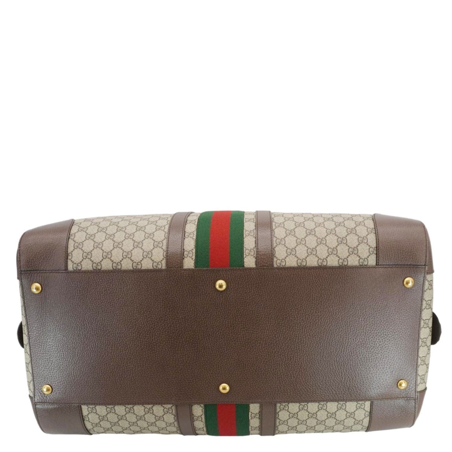 GUCCI Savoy Web Maxi GG Supreme Canvas Duffle Bag Beige 724567