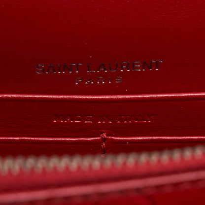 Saint Laurent/ YSL Mini Sunset Crocodile Embossed Red SHW