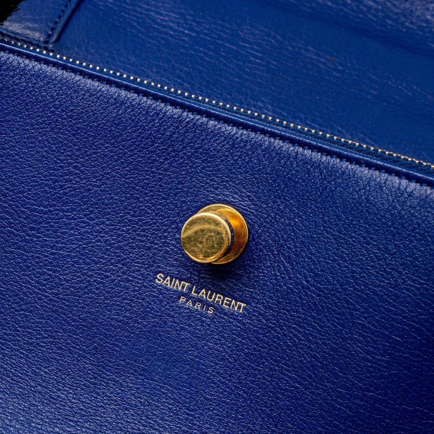 Saint Laurent/YSL Muse Two Tote Bag Calfskin Blue GHW