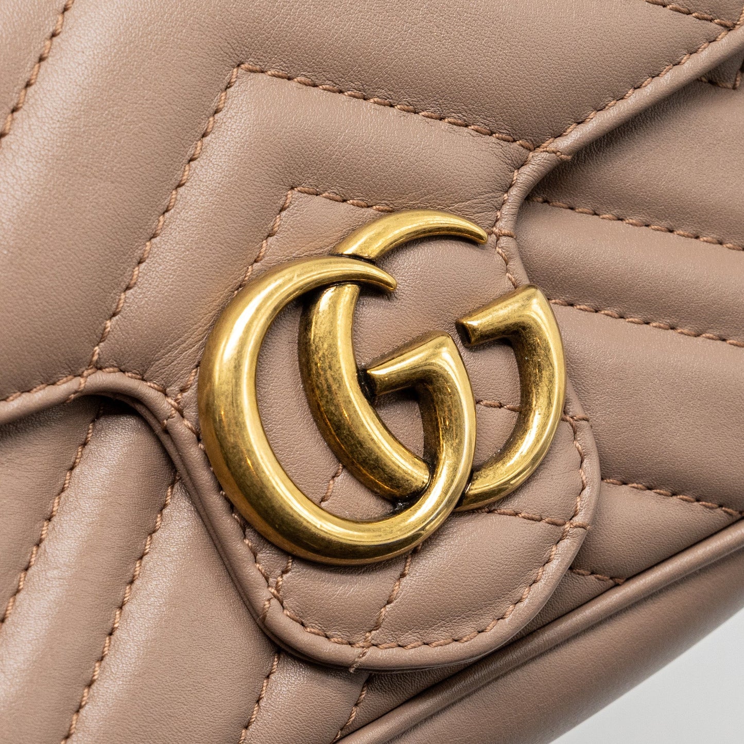 Gucci Super Mini GG Marmont Calfskin Beige