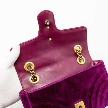 Gucci Mini GG Marmont Shoulder Bag Velvet Hot Pink