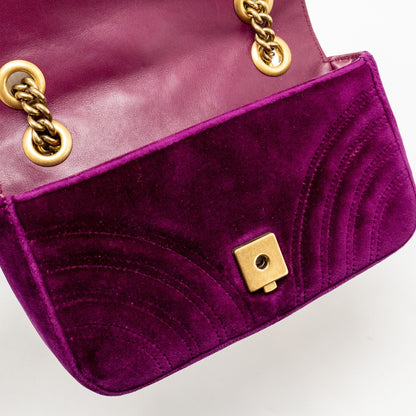 Gucci Mini GG Marmont Shoulder Bag Velvet Hot Pink