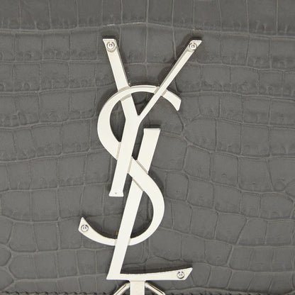 Saint Laurent Kate Bag Croc Embossed-Calfskin Grey SHW