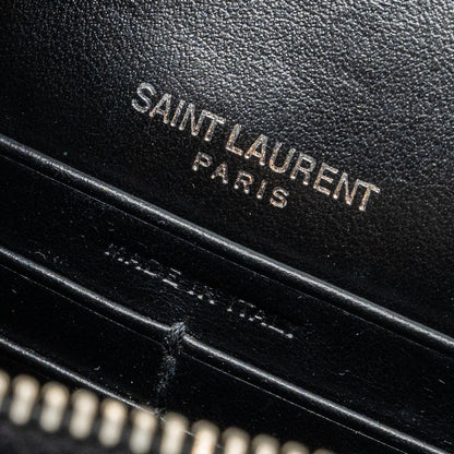 Saint Laurent/YSL Sunset Bag Croc-Embossed Calfskin Black SHW