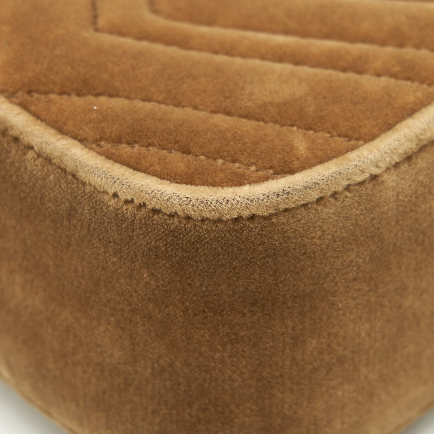 Gucci GG Marmont Camera Bag Velvet Gold Tan