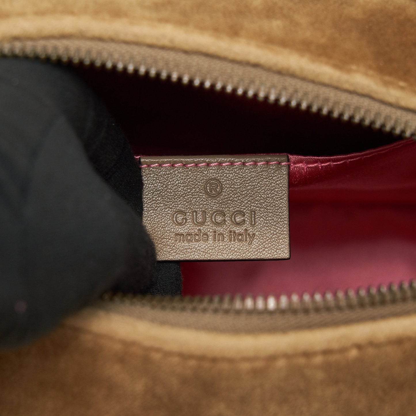 Gucci GG Marmont Camera Bag Velvet Gold Tan
