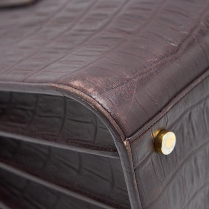 SAINT LAURENT/ YSL CLASSIC SAC DE JOUR IN CROCODILE EMBOSSED BURGUNDY
