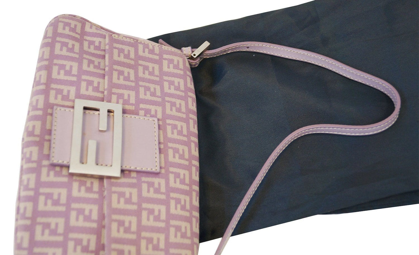 FENDI FF Zucchino Lilac Lavender Baguette Bag - Final Call