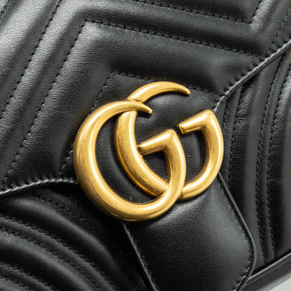 GUCCI SMALL GG MARMONT BAG CALFSKIN BLACK