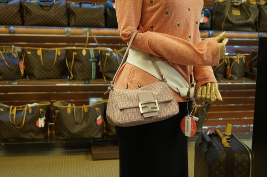 FENDI FF Zucchino Lilac Lavender Baguette Bag - Final Call