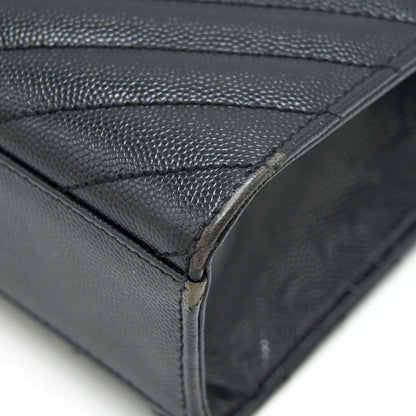 Saint Laurent / YSL Large Envelope Chain Flap Bag in Black Grain de Poudre