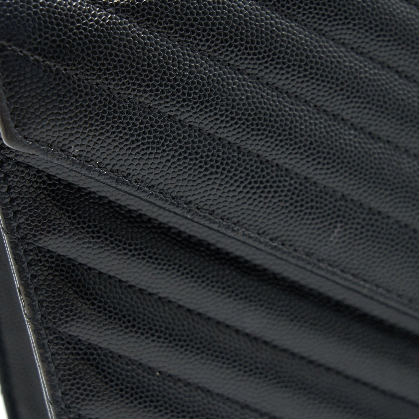 Saint Laurent / YSL Large Envelope Chain Flap Bag in Black Grain de Poudre