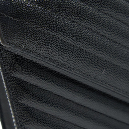 Saint Laurent / YSL Large Envelope Chain Flap Bag in Black Grain de Poudre