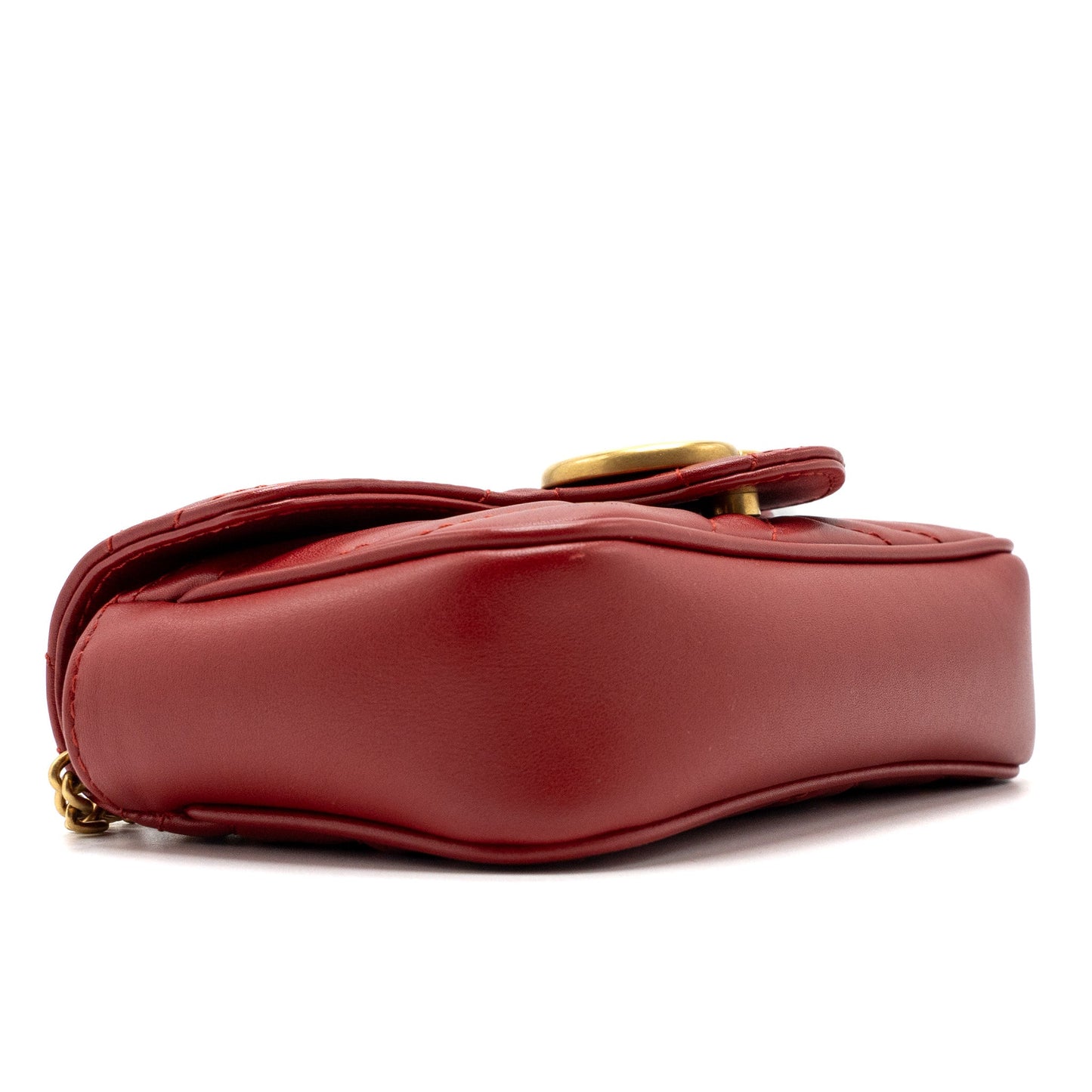 Gucci Marmont super mini matelassé chevron Calfskin red