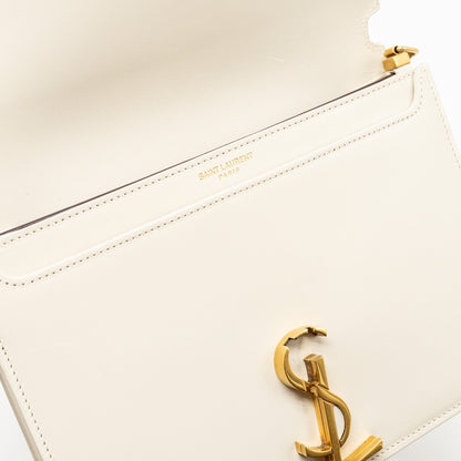 Saint Laurent/YSL Cassandra Chain Wallet Calfskin White GHW
