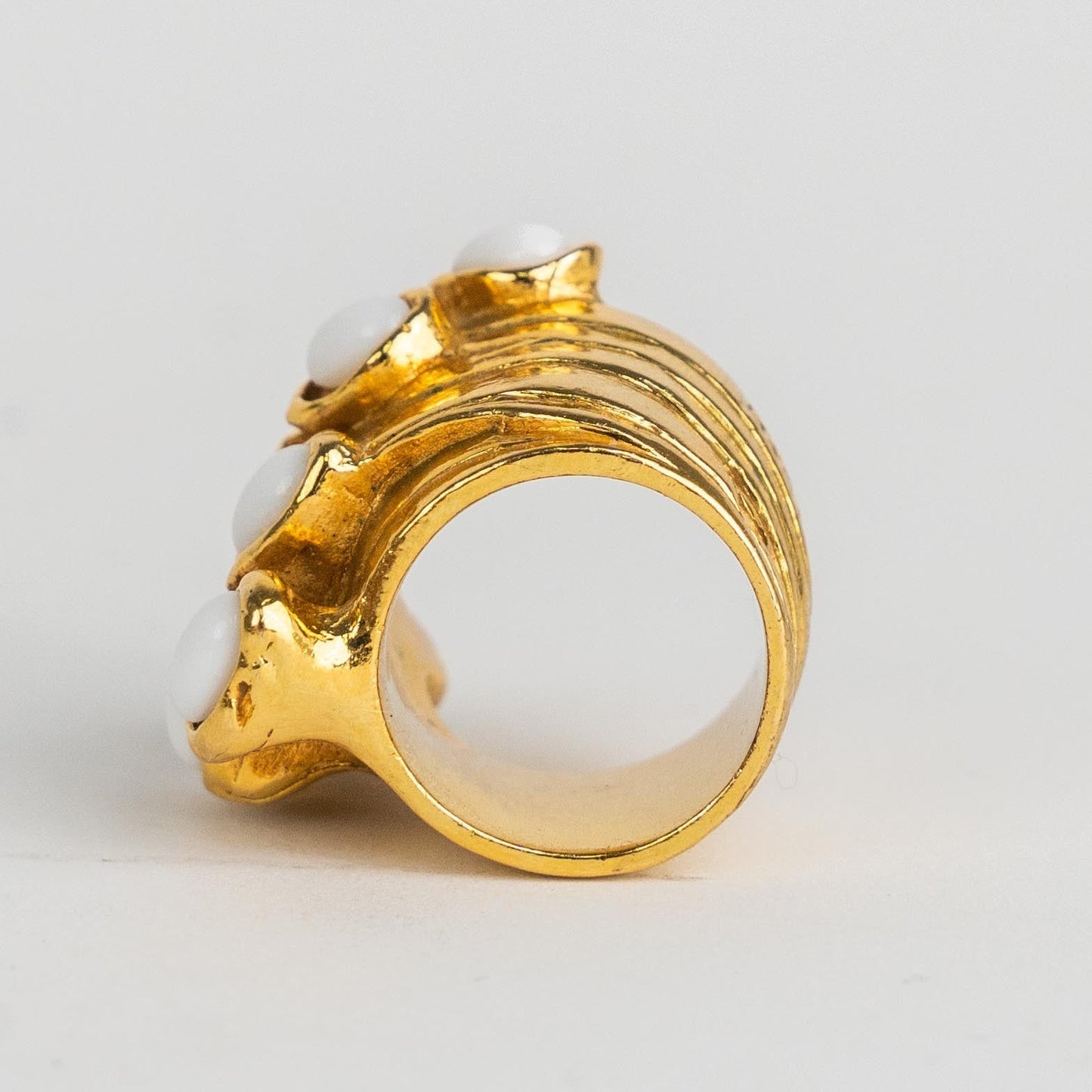 Saint Laurent Rive Gauche Arty Ring Gold and White